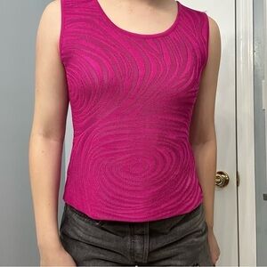 Ming Wang Top Knit Sleeveless Pink Casual Y2K Animal Print Designer Size Small